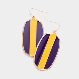 Game Day Color Block Enamel Hexagon Dangle Earrings