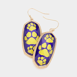 Game Day Triple Paw Pointed Hexagon Dangle Earrings