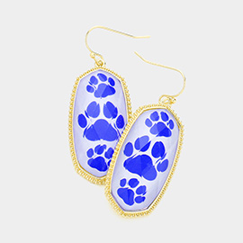 Game Day Triple Paw Pointed Hexagon Dangle Earrings