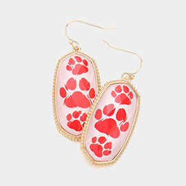 Game Day Triple Paw Pointed Hexagon Dangle Earrings