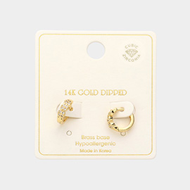 14K Gold Dipped CZ Brass Metal Huggie Hoop Earrings