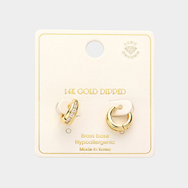 14K Gold Dipped CZ Brass Metal Huggie Hoop Earrings