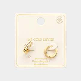 14K Gold Dipped CZ Brass Metal Huggie Hoop Earrings