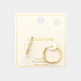 14K Gold Dipped CZ Brass Metal Huggie Hoop Earrings