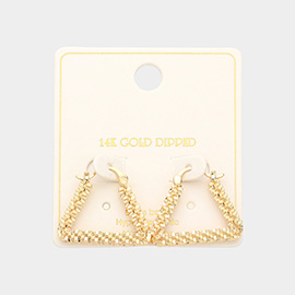 14K Gold Dipped 0.9 Inch Brass Metal Trapezoid Hoop Pin Catch Earrings