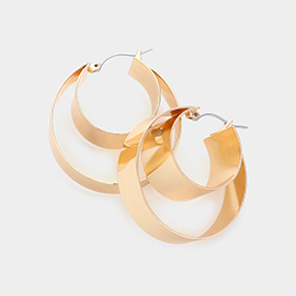 Double Layered Metal Hoop Pin Catch Earrings