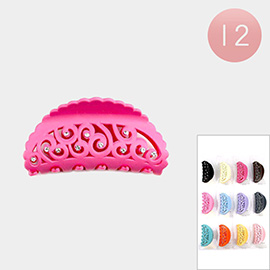 12PCS - Stone Embellished Hair Claw Clips