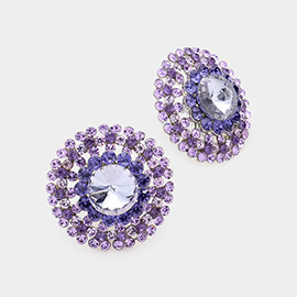 Crystal Round Evening Clip on Earrings