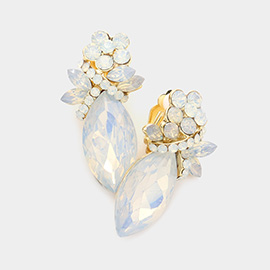 Marquise Stone Accented Clip on Evening Earrings