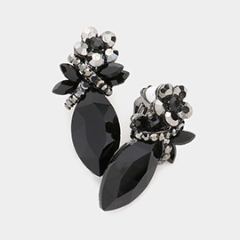 Marquise Stone Accented Clip on Evening Earrings