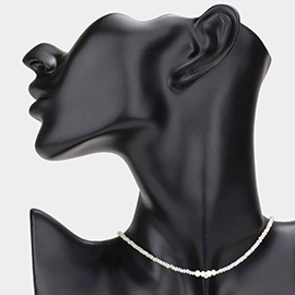 Faceted Beaded Freshwater Pearl Accented Necklace