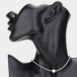 Pearl Accented Seed Beaded Choker Necklace