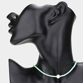 Pearl Accented Seed Beaded Choker Necklace