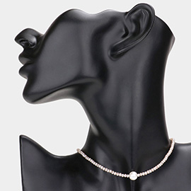 Pearl Accented Seed Beaded Choker Necklace