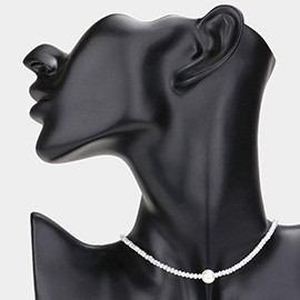 Pearl Accented Seed Beaded Choker Necklace