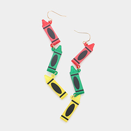 Triple Colored Pencil Link Dangle Earrings