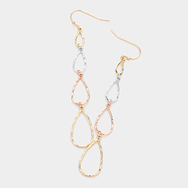 Open Metal Teardrop Link Dangle Earrings