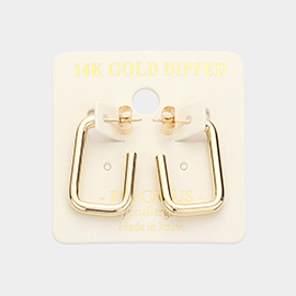 14K Gold Dipped Metal Rectangle Hoop Earrings