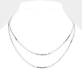 Metal Chain Double Layered Necklace