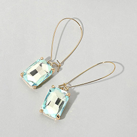 Emerald Cut Stone Dangle Evening Earrings