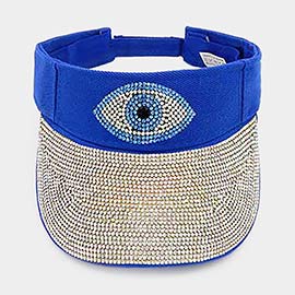 Bling Evil Eye Accented Visor Hat