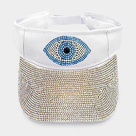 Bling Evil Eye Accented Visor Hat