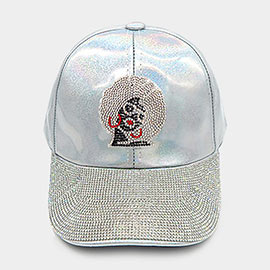 Bling Afro Girl Accented Baseball Cap