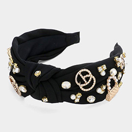Pearl Stone Tote Bag Embellished Knot Burnout Headband
