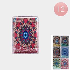 12PCS - Patterned Cosmetic Mirrors