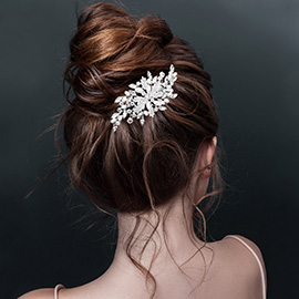 Pearl Stone Embellished Leaf Hair Comb