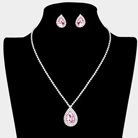 Teardrop Stone Accented Rhinestone Necklace