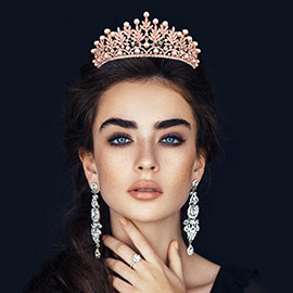 Pearl Accented Leaf Cluster Princess Tiara