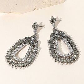 Baguette Cut Crystal Rhinestone Evening Earrings