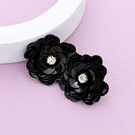 Round Stone Centered Flower Earrings