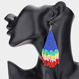 Seed Beaded Fringe Dangle Earrings