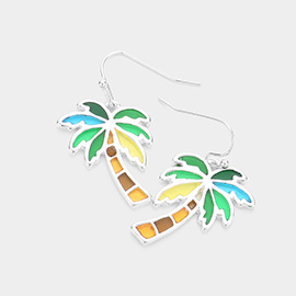 Colorful Palm Tree Dangle Earrings