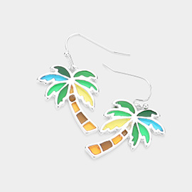 Colorful Palm Tree Dangle Earrings