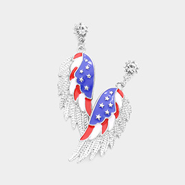 American USA Flag Wing Dangle Earrings