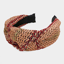 Braided Cord Raffia Knot Burnout Headband