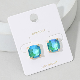 Cushion Square Stone Stud Evening Earrings