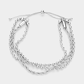 Metal Chain Triple Layered Pull Tie Cinch Bracelet