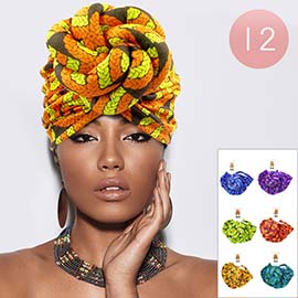 12PCS - Abstract Patterned Turban Hats