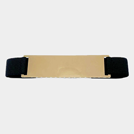 Metal Rectangle Accented Elastic Belt