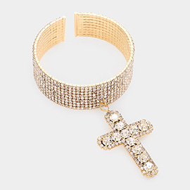 Cross Charm Cuff Evening Bracelet