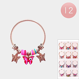 12PCS - Triple Butterfly Charm Stretch Bracelets