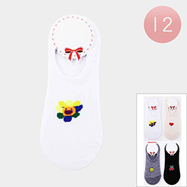 12Pairs - Smile Flower Heart Cherry Socks