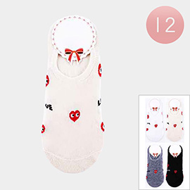 12Pairs - Heart Patterned Socks