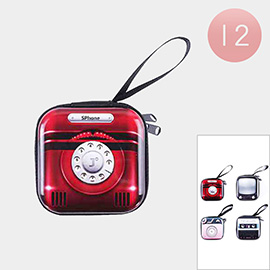 12PCS - Telephone TV Turntable Cassette Printed Tin Coin Purses