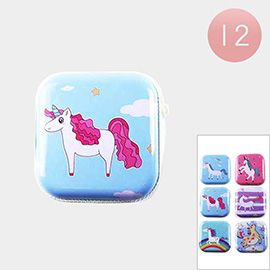 12PCS - Unicorn Printed Tin Coin Purses