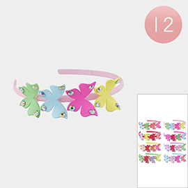 12PCS - Stone Embellished Butterfly Headbands